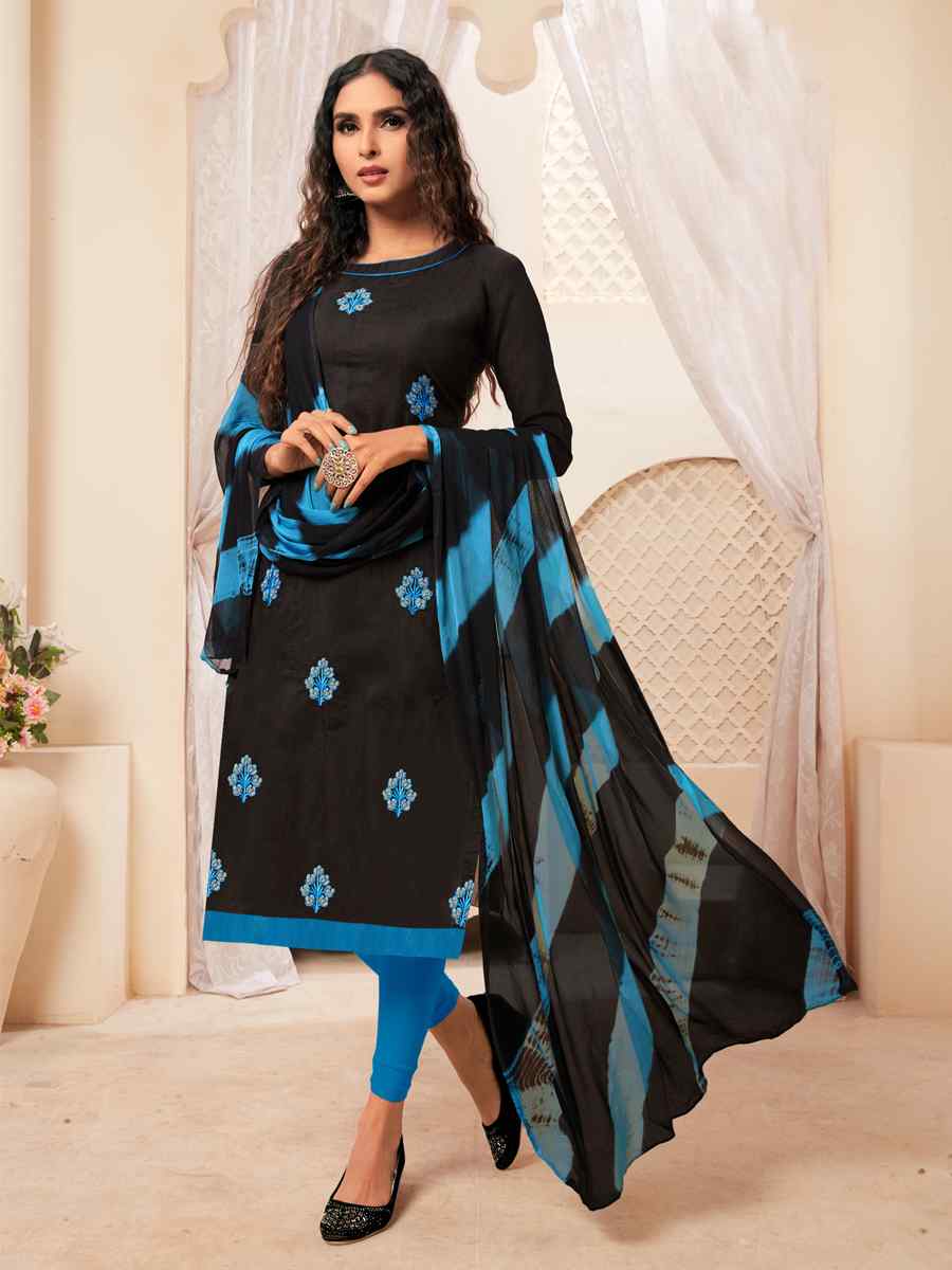 Black Modal Silk Printed Casual Festival Churidar Salwar Kameez