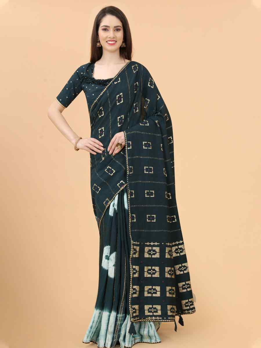 Black Modal Viscose Silk Printed Party Festival Contemporary Saree