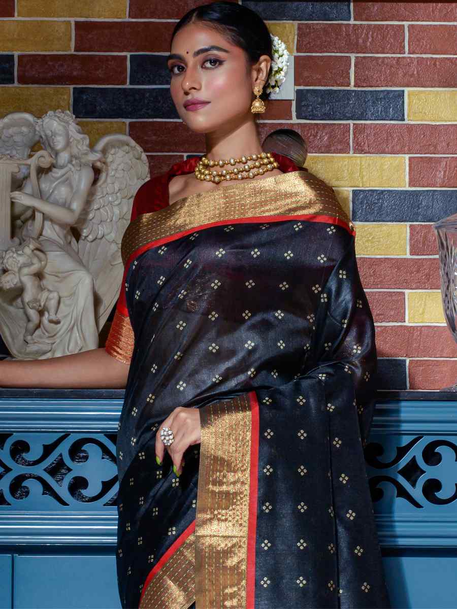 Black Paithani Silk Handwoven Wedding Festival Heavy Border Saree