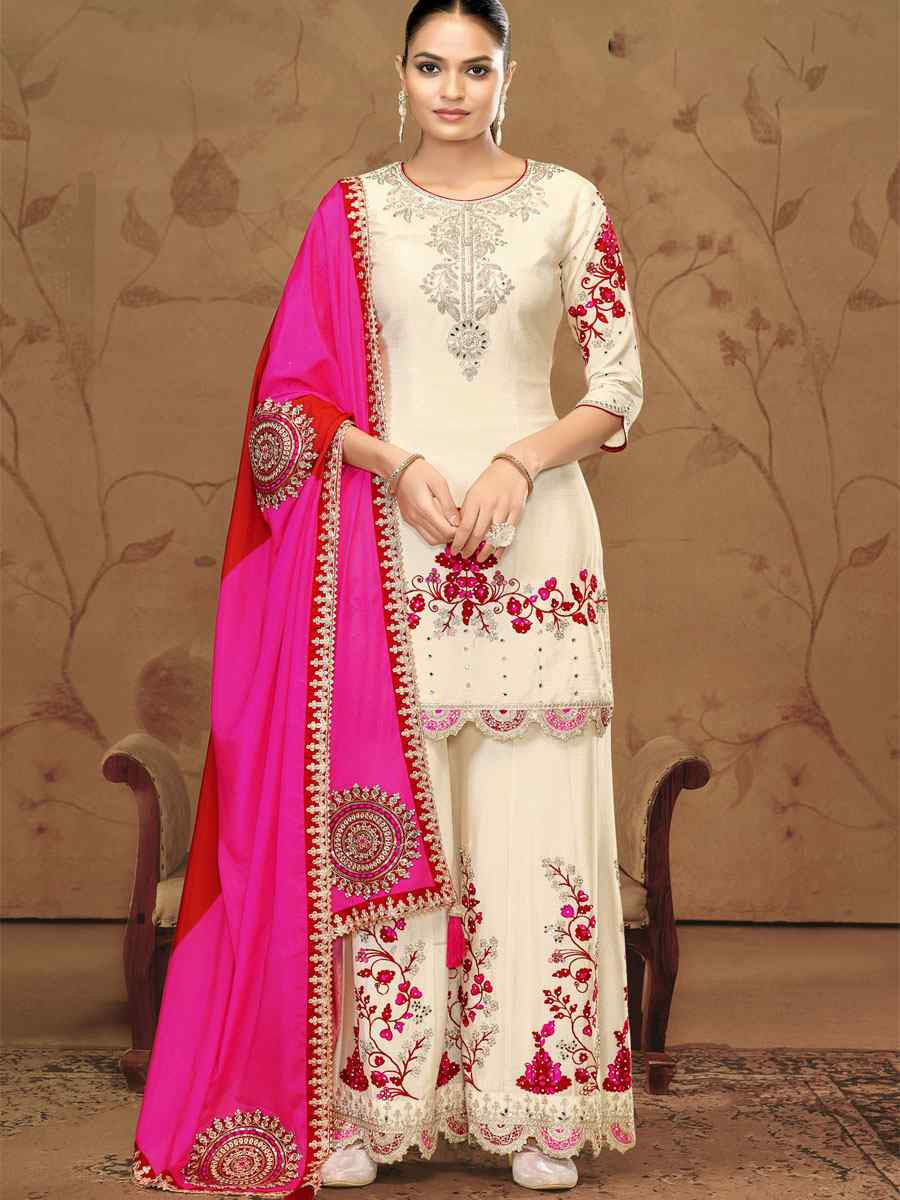 Black Premium Fiber Chinnon Embroidery Party Wedding Festival Casual Ready Palazzo Pant Salwar Kameez