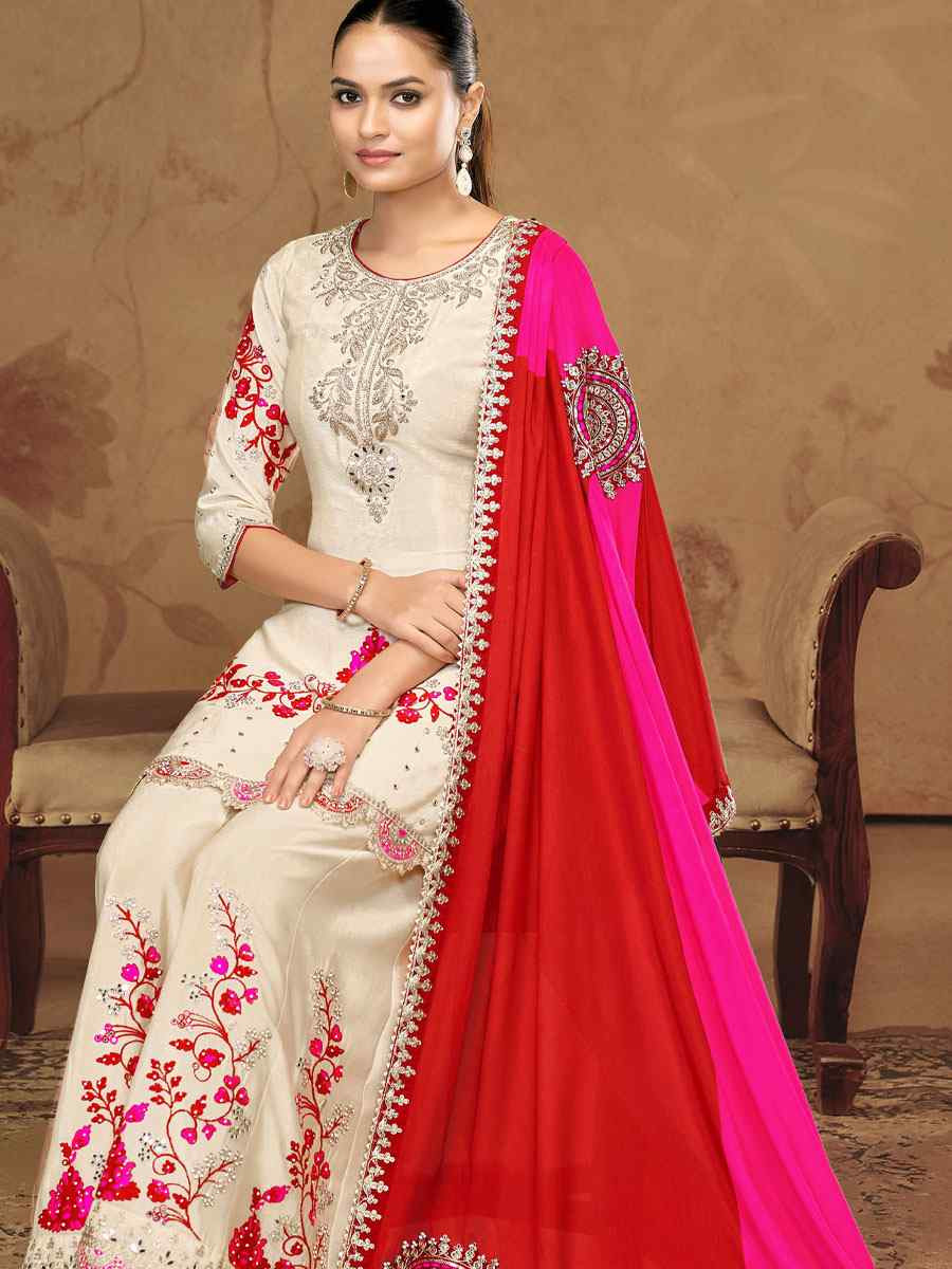 Black Premium Fiber Chinnon Embroidery Party Wedding Festival Casual Ready Palazzo Pant Salwar Kameez