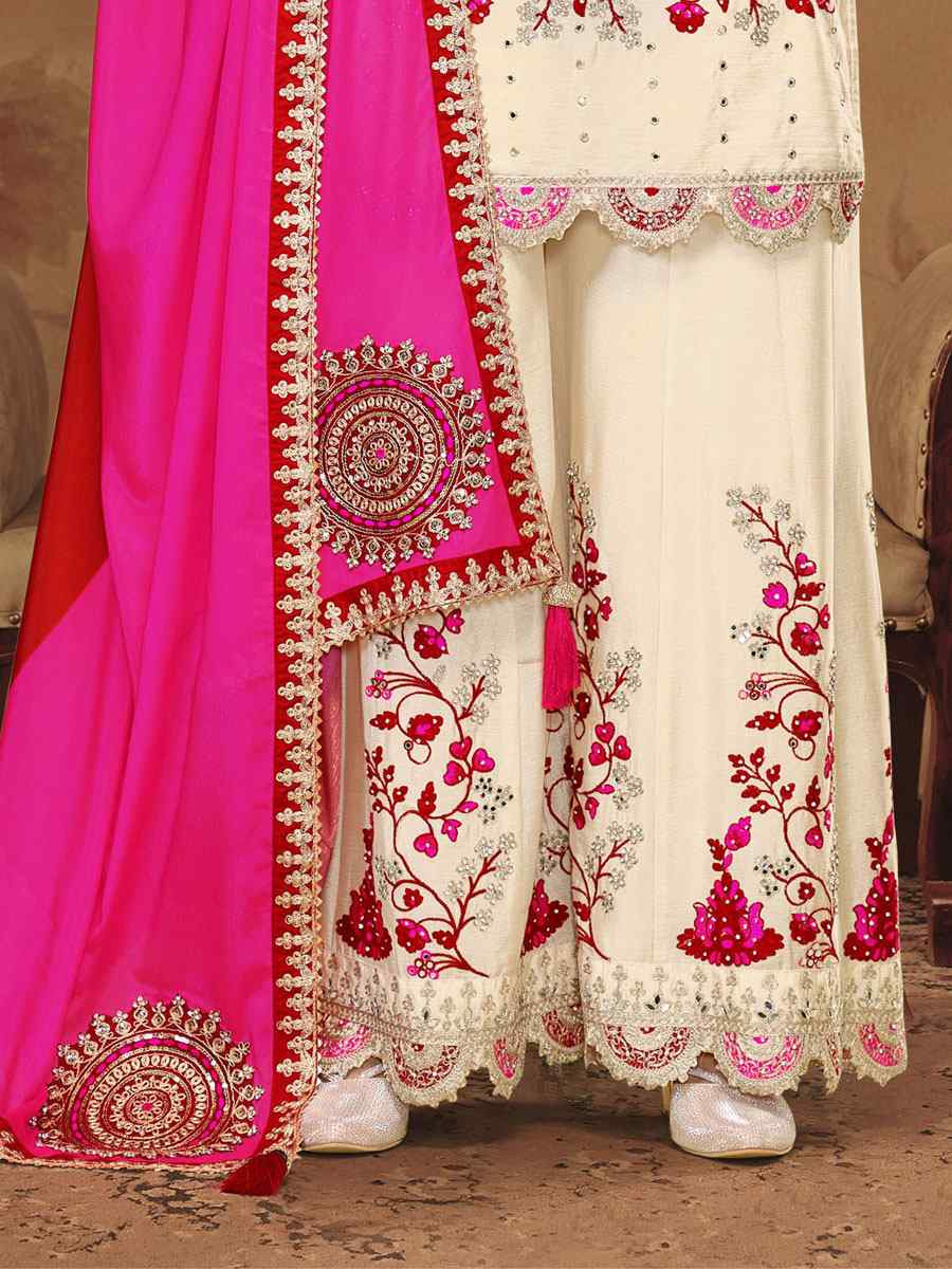 Black Premium Fiber Chinnon Embroidery Party Wedding Festival Casual Ready Palazzo Pant Salwar Kameez