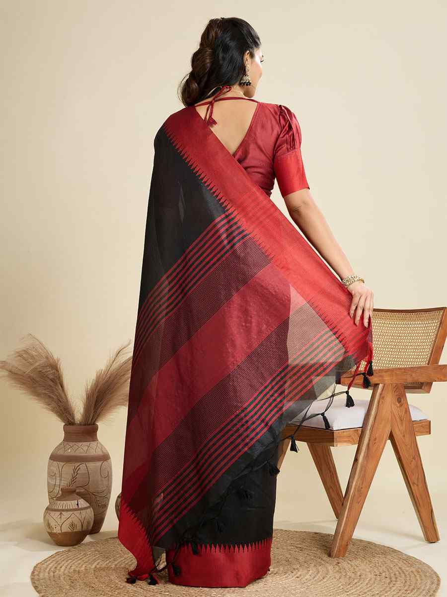 Black Premium Khadi Raw Silk Zari Handwoven Casual Reception Festival Wedding Fancy Classic Style Sarees