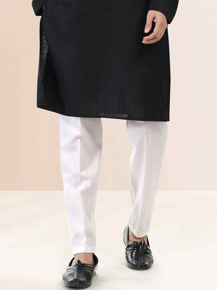 Black Premium Linen Cotton Woven Festival Party Kurta