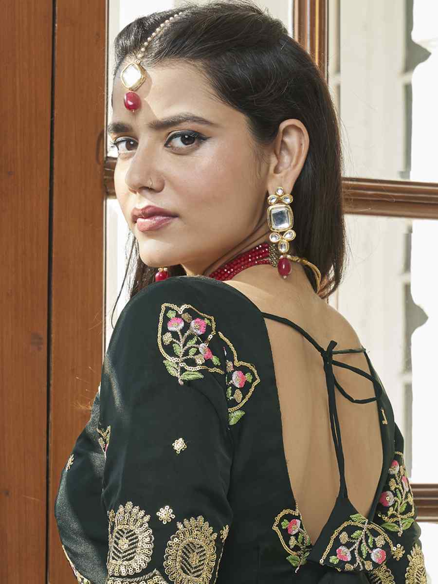 Black Premium Organza Embroidered Festival Party Wear Heavy Border Lehenga Choli