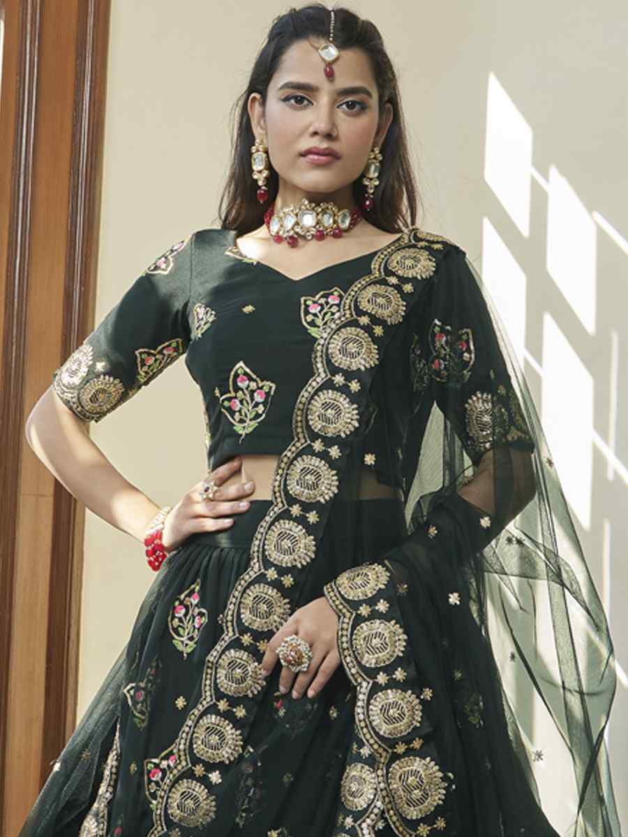 Black Premium Organza Embroidered Festival Party Wear Heavy Border Lehenga Choli