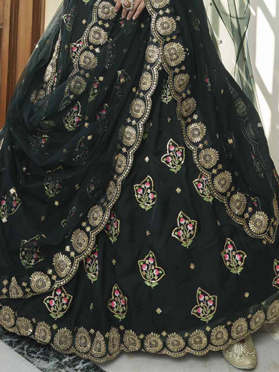 Black Premium Organza Embroidered Festival Party Wear Heavy Border Lehenga Choli