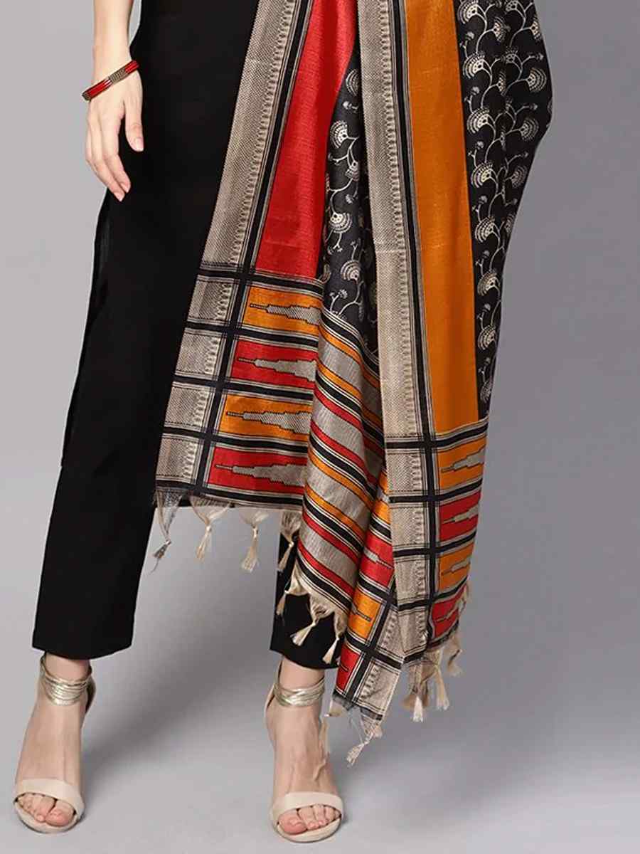 Black Pure Cotton Printed Festival Party Pant Salwar Kameez
