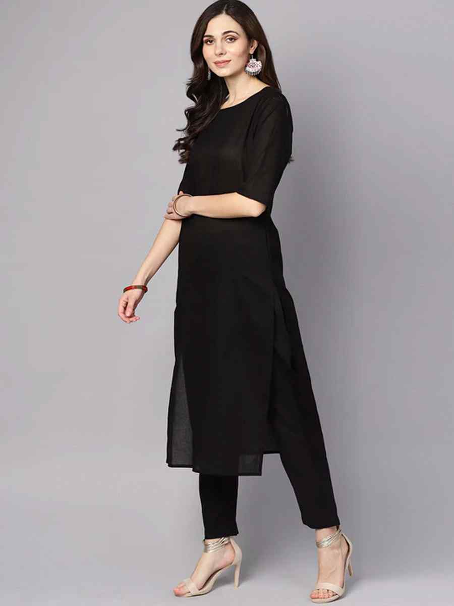 Black Pure Cotton Printed Festival Party Pant Salwar Kameez