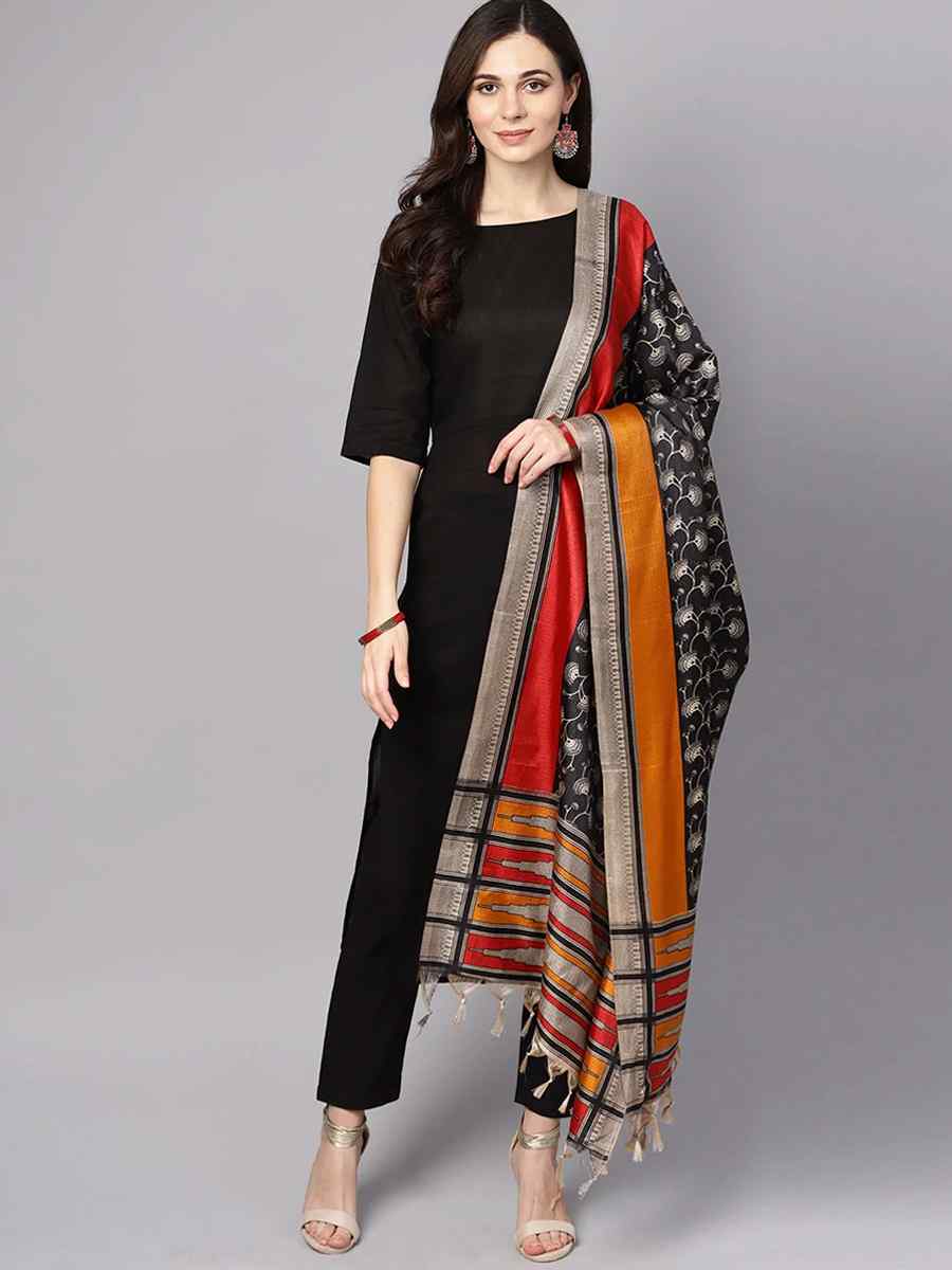Black Pure Cotton Printed Festival Party Pant Salwar Kameez