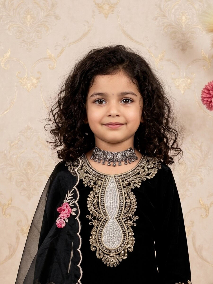 Black Pure Heavy Natural Crepe Embroidered Sequence Traditional Ethnic Casual Festival Party Wedding Salwars Girls Wear