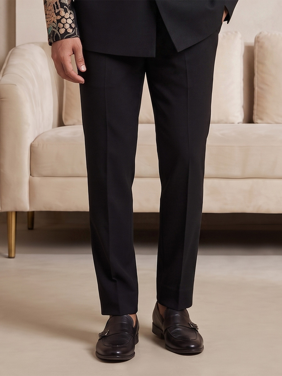 Black Pure Lachka Embroidery Wedding Party Festival Casual Groom Ready jodhpuri suit