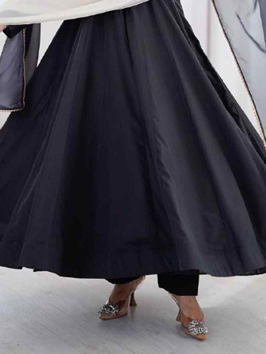 Black Pure Muslin Embroidery Party Wedding Festival Casual Ready Anarkali Salwar Kameez