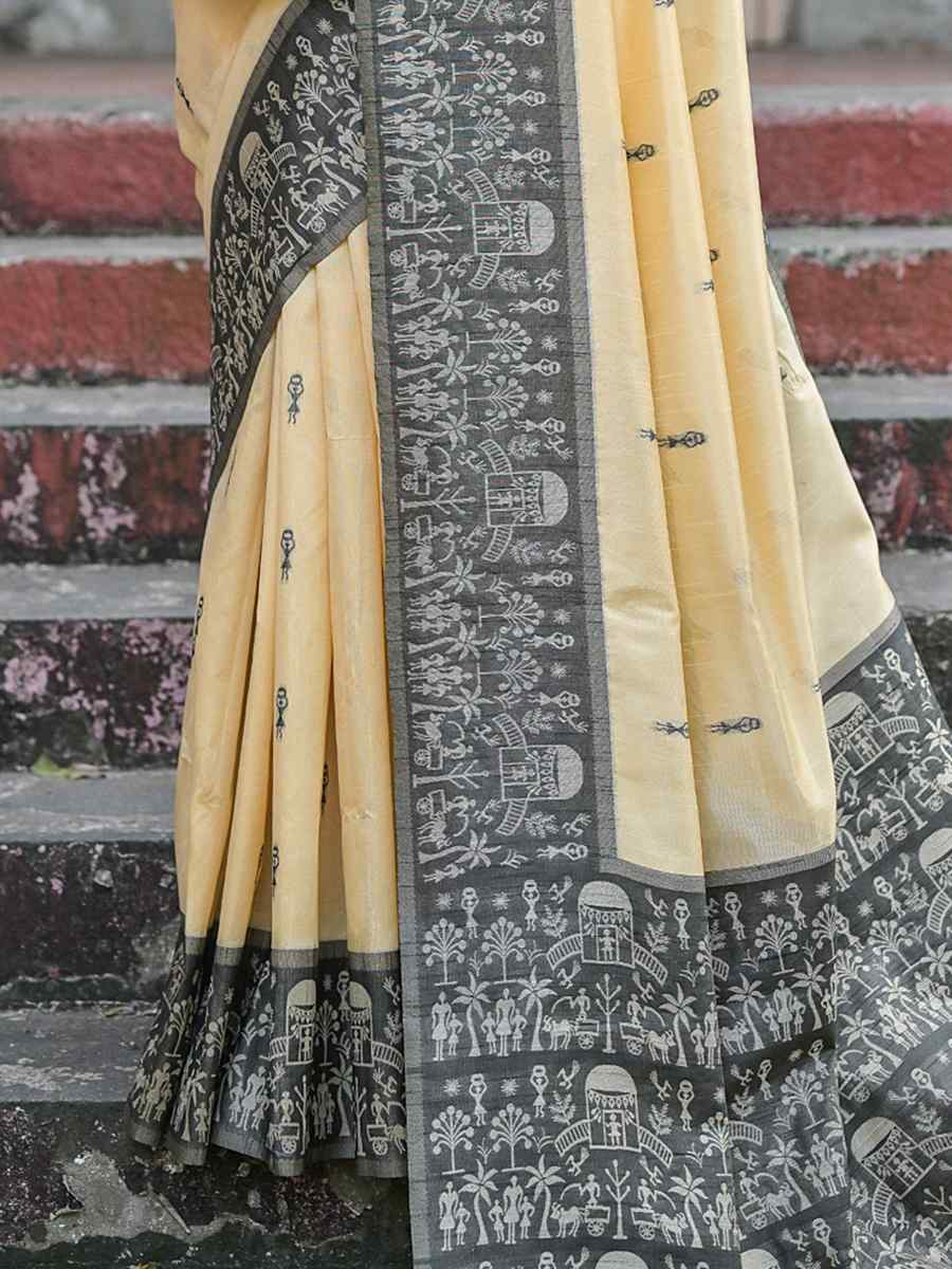 Black Raw Silk Handwoven Casual Festival Classic Style Saree
