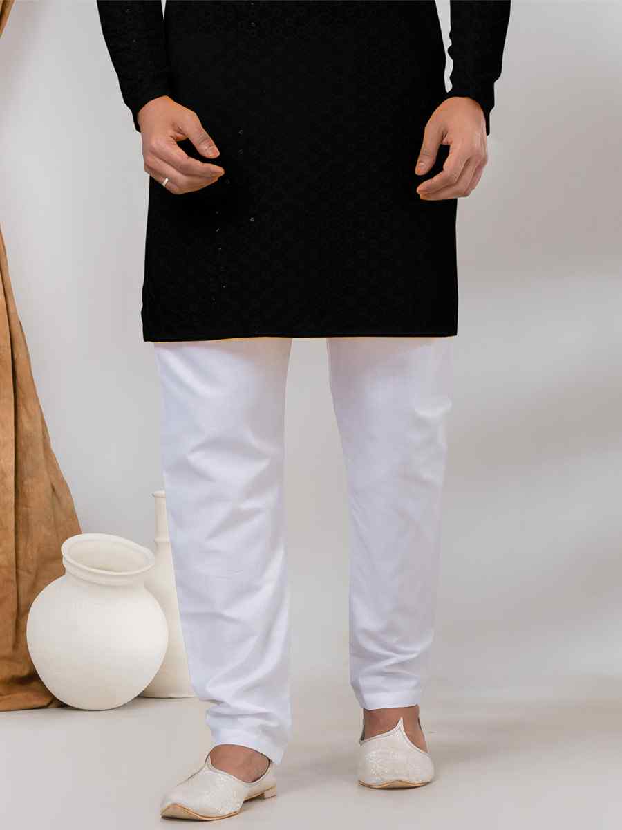 Black Rayon Embroidered Festival Casual Kurta