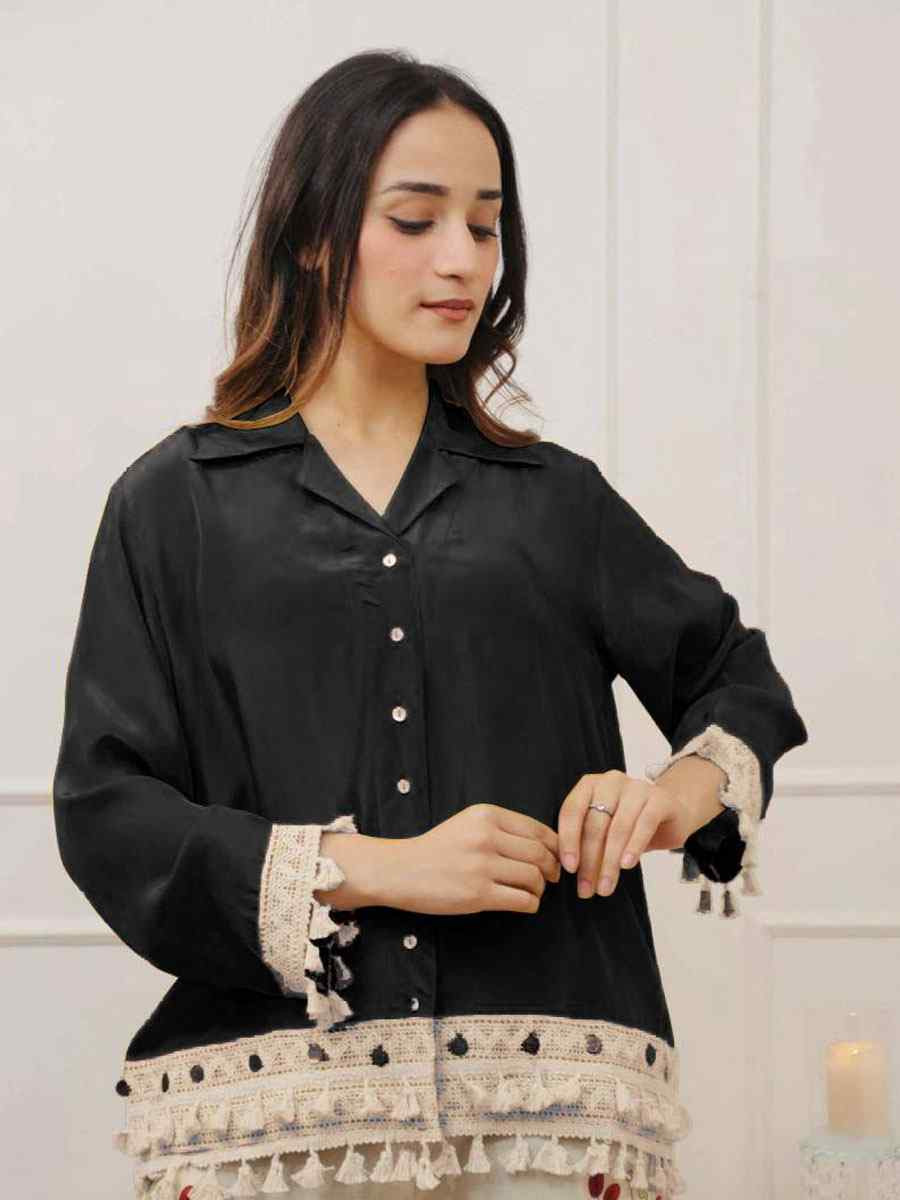 Black Rayon Printed Festival Casual Kurti Bottom Women Wear