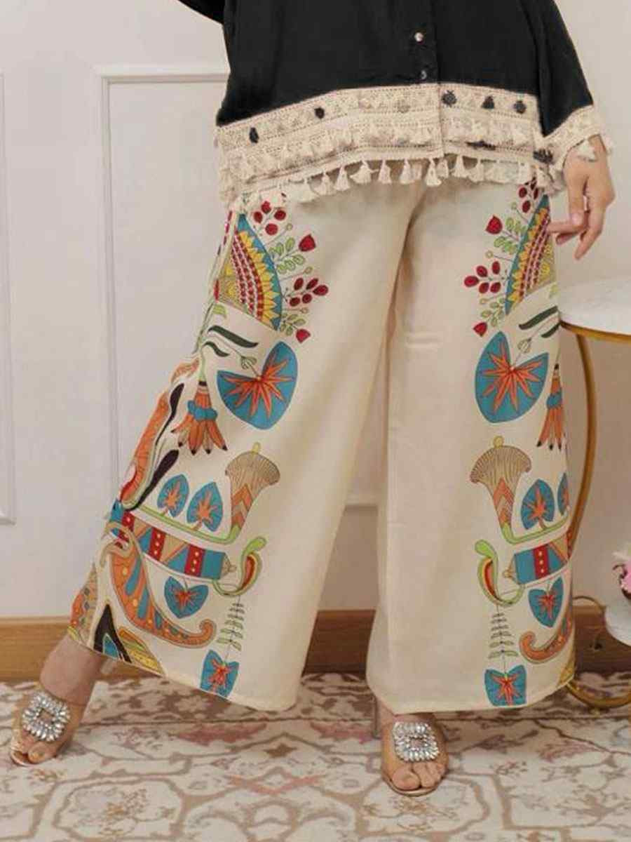 Black Rayon Printed Festival Casual Kurti Bottom Women Wear