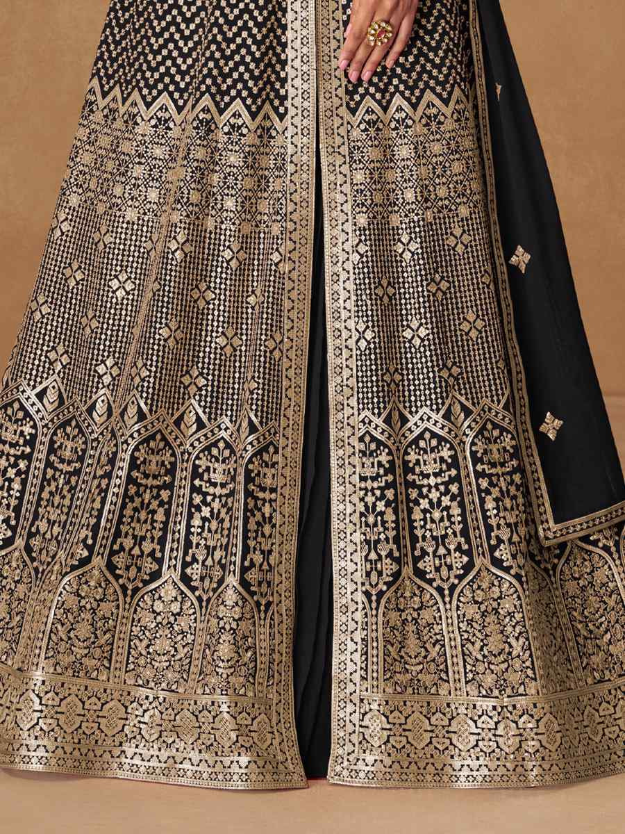 Black Real Georgette Embroidery Party Wedding Festival Ready Lawn Salwar Kameez