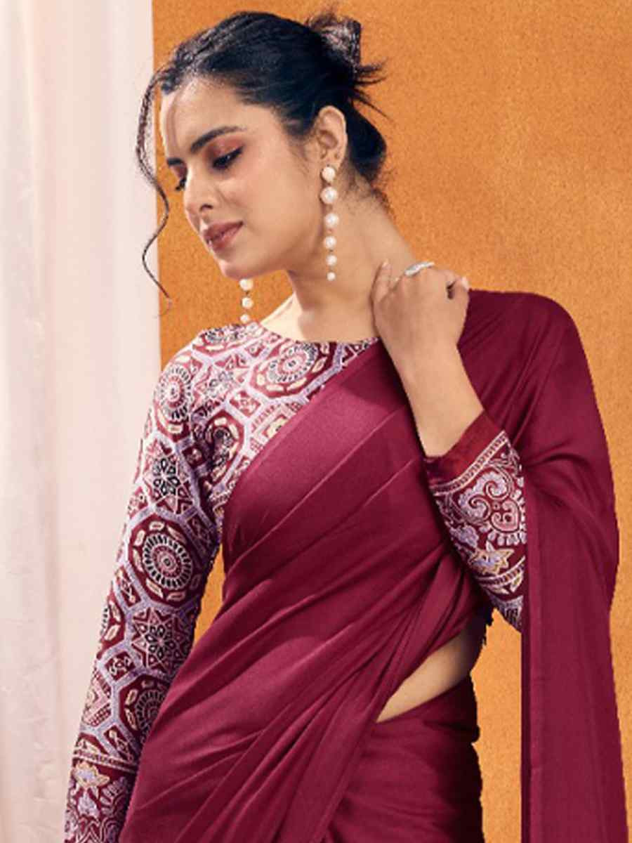 Black Satin Crape Printed Festival Wedding Fancy Heavy Border Saree
