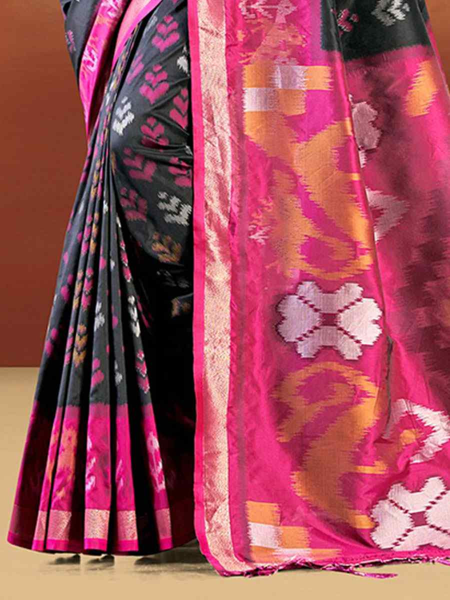 Black Silk Handwoven Festival Wedding Fancy Heavy Border Saree