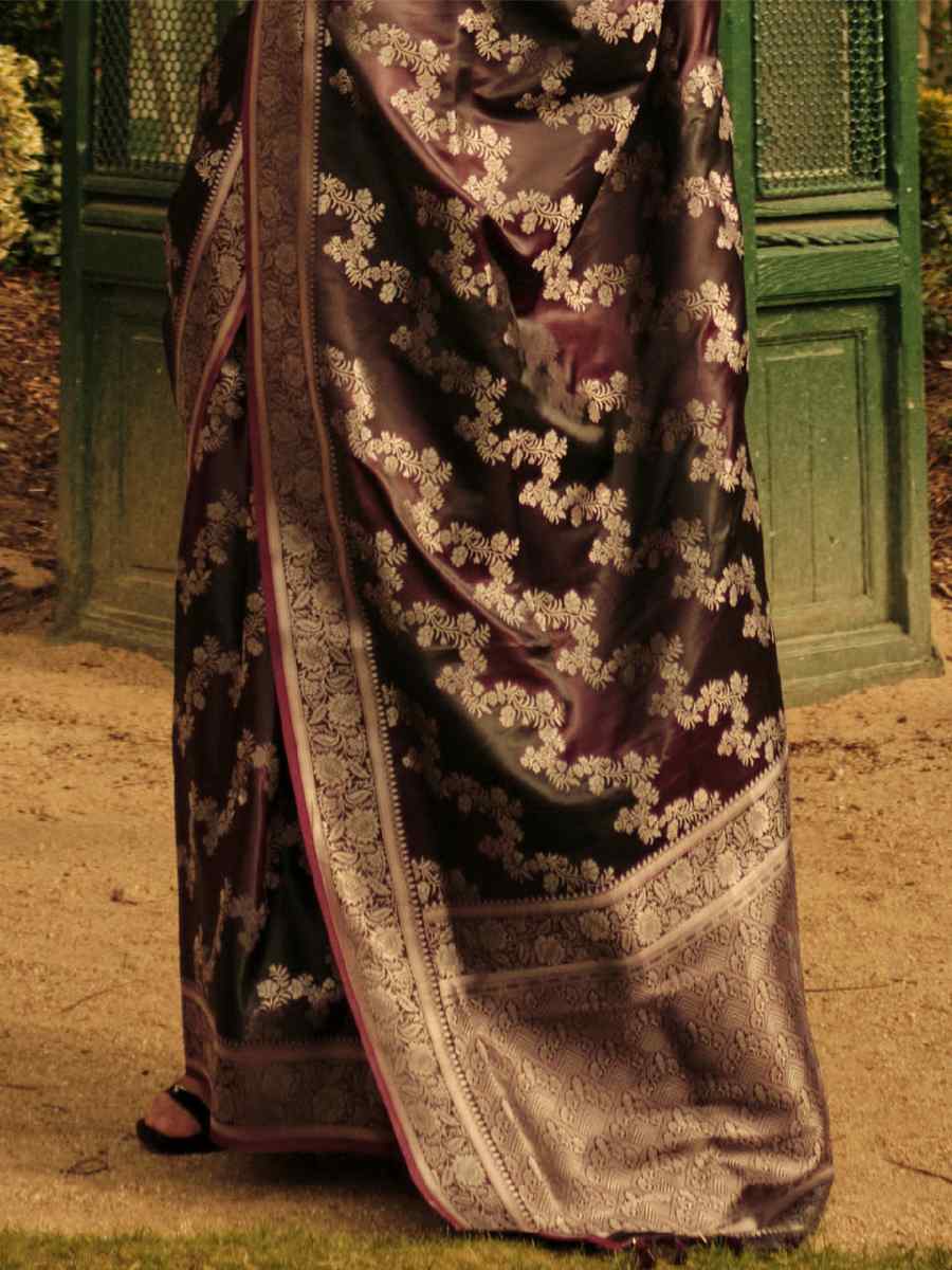 Black Silk Handwoven Wedding Festival Heavy Border Saree