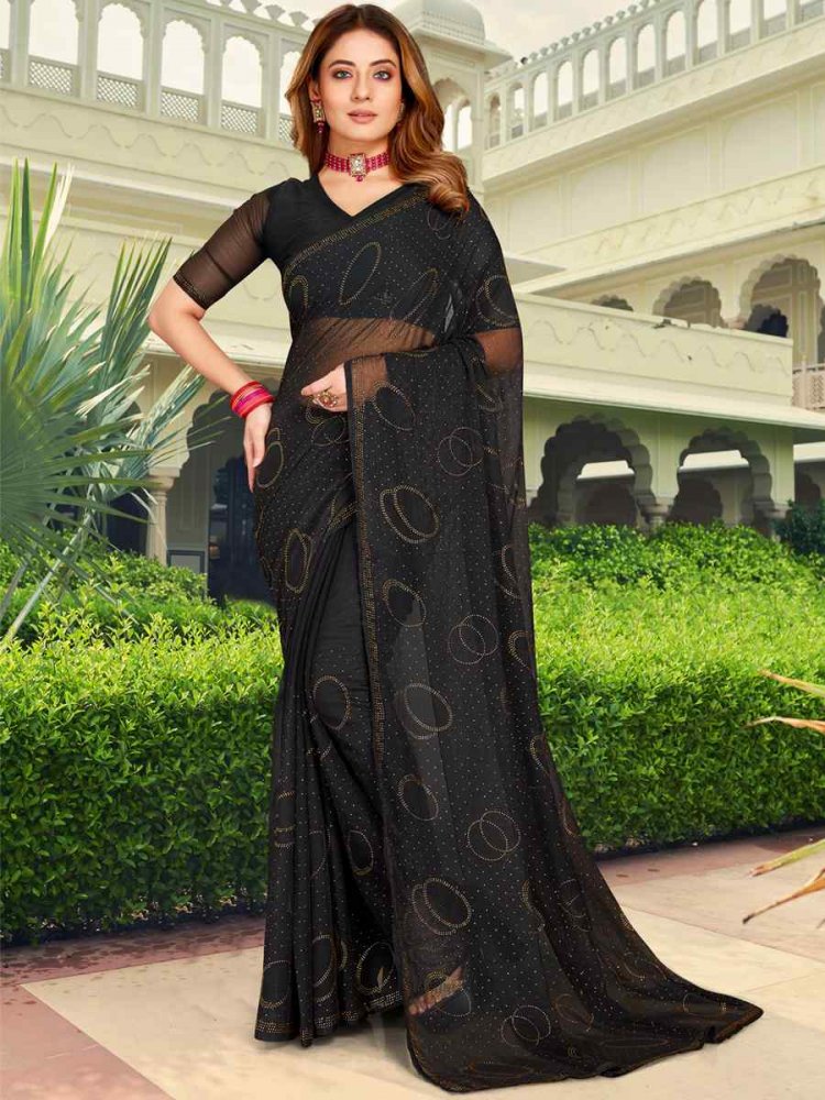 Black Simmer Silk Handwoven Casual Festival Classic Style Saree