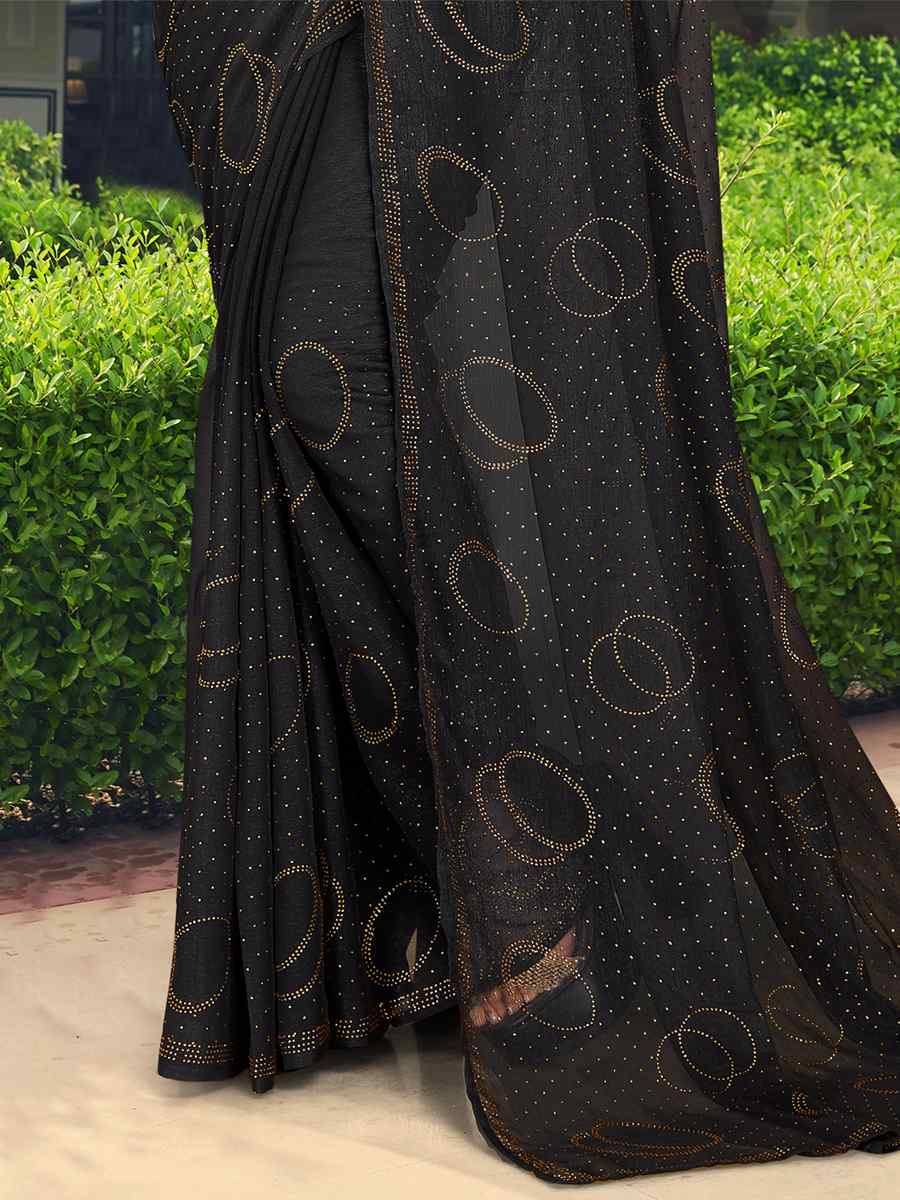 Black Simmer Silk Handwoven Casual Festival Classic Style Saree