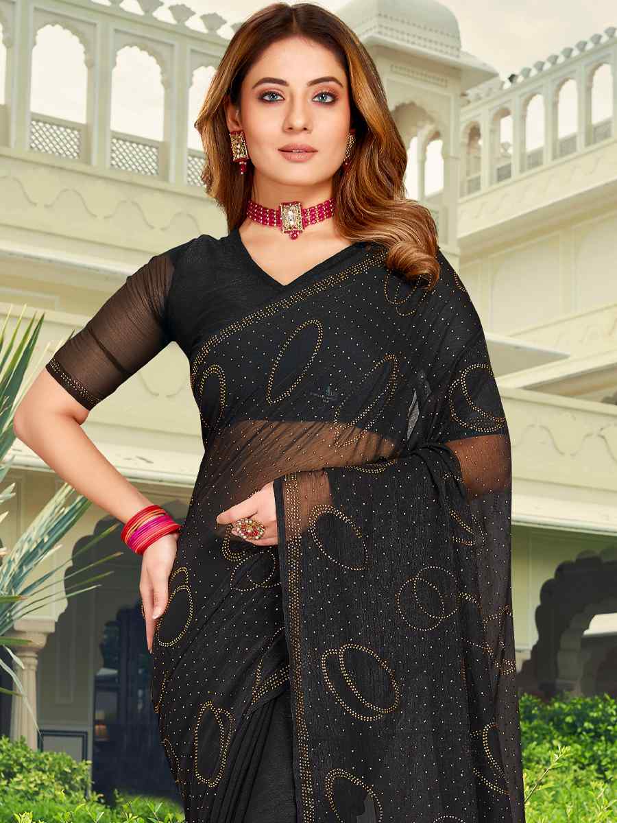 Black Simmer Silk Handwoven Casual Festival Classic Style Saree