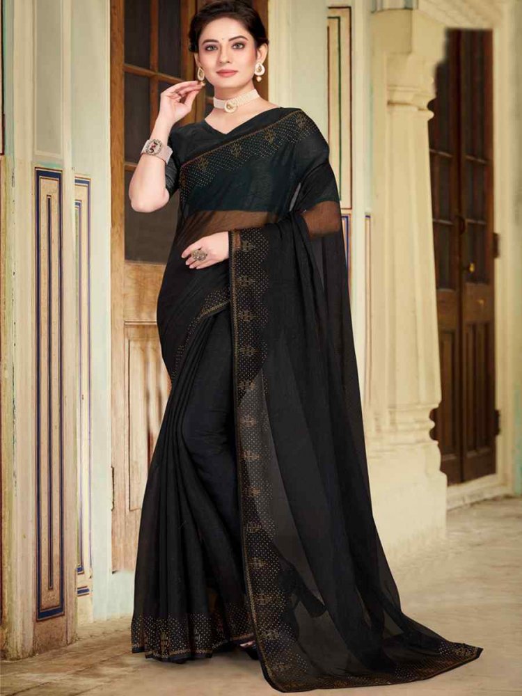 Black Simmer Silk Handwoven Casual Festival Classic Style Saree