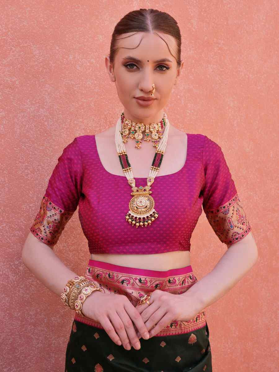 Black Soft Banarasi Silk Handwoven Casual Reception Festival Wedding Fancy Heavy Border Saree