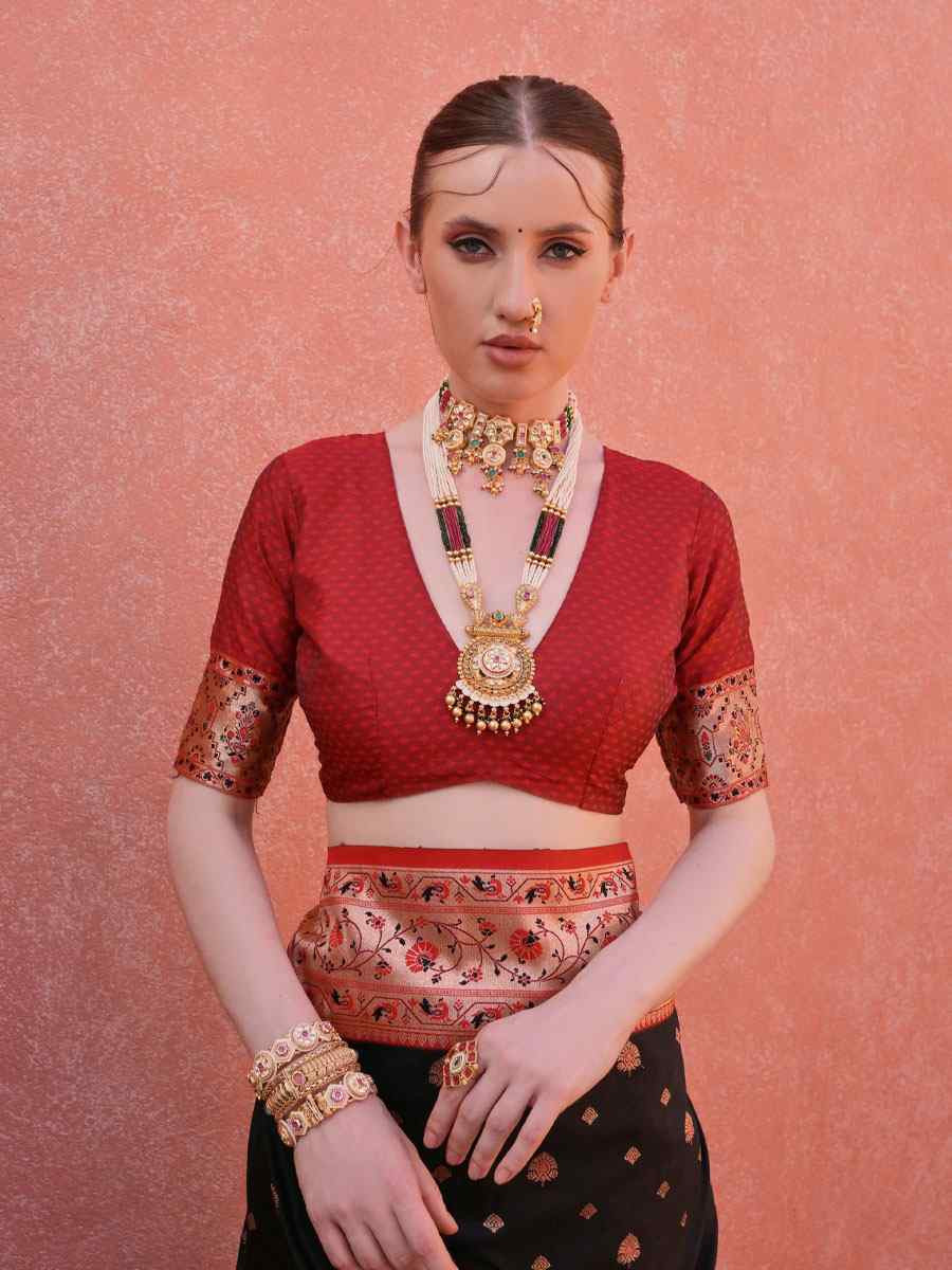 Black Soft Banarasi Silk Handwoven Casual Reception Festival Wedding Fancy Heavy Border Saree