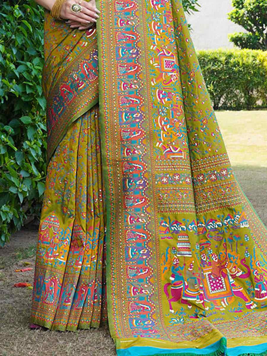 Black Soft Pure Silk Handwoven Festival Wedding Fancy Heavy Border Saree