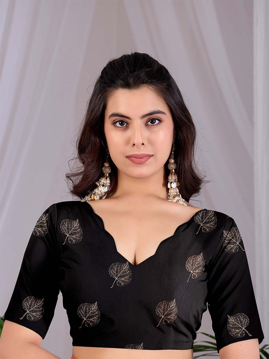 Black Soft Satin Georgette Printed Wedding Reception Party Festival Casual Heavy Border Sarees
