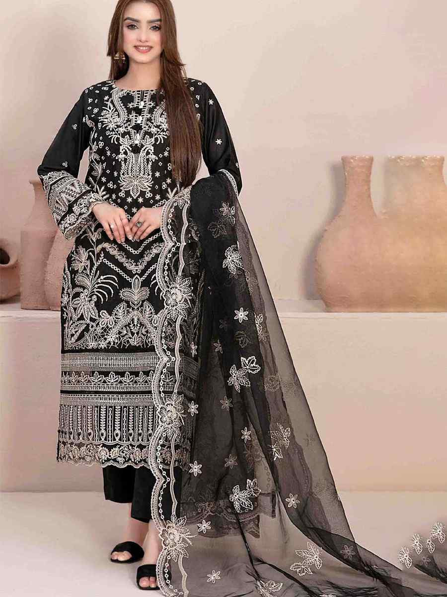 Black Star Georgette Embroidered Festival Wedding Pant Salwar Kameez