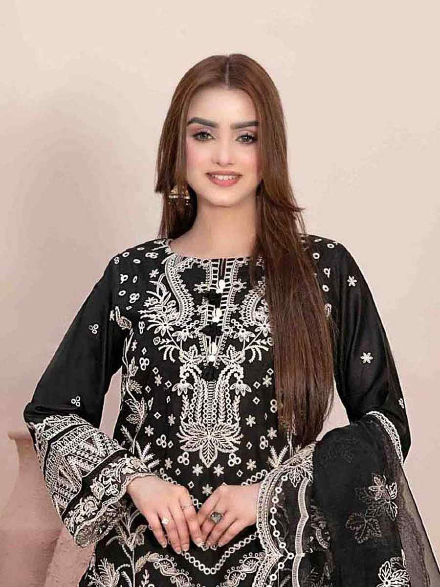 Black Star Georgette Embroidered Festival Wedding Pant Salwar Kameez
