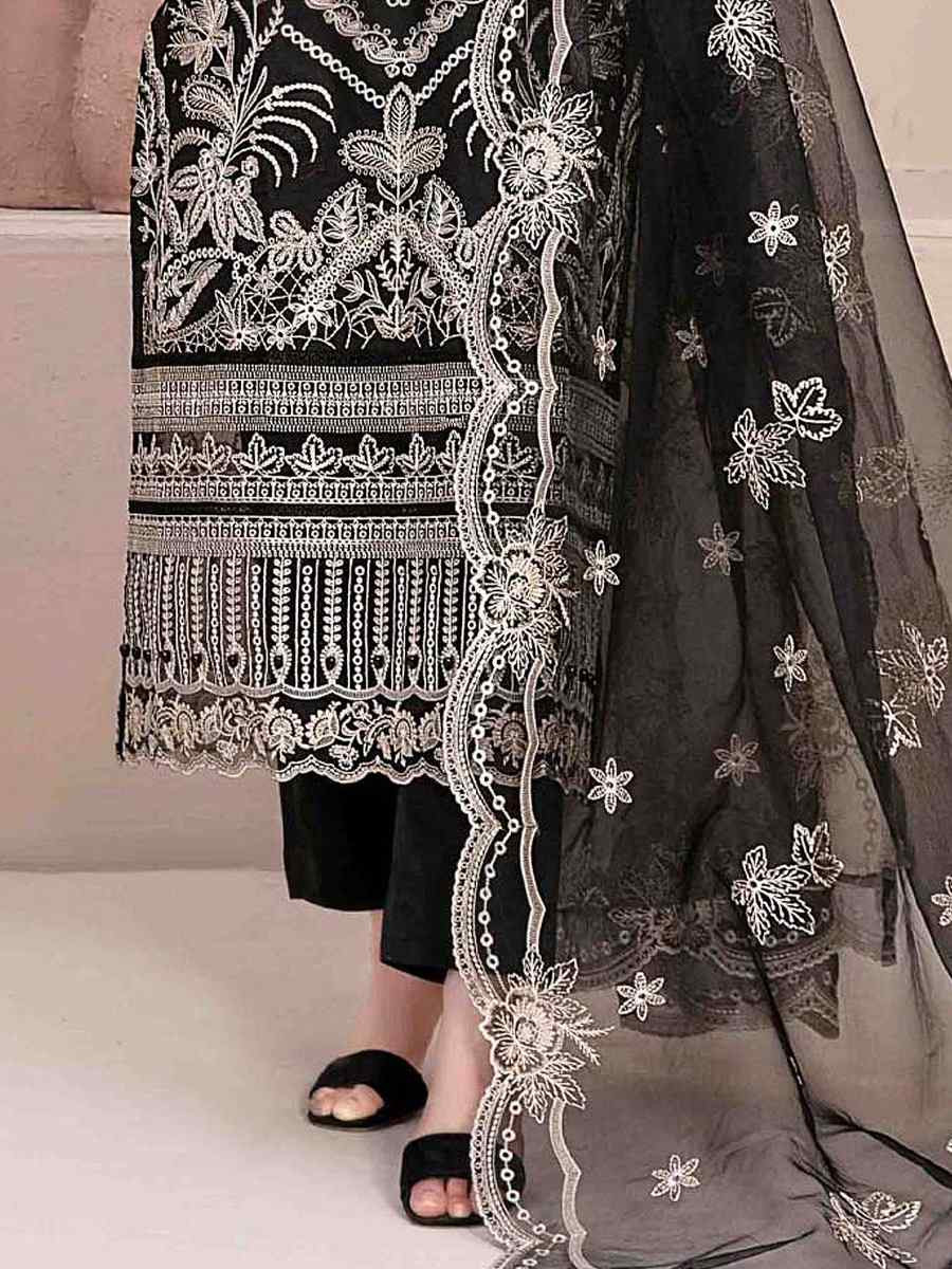 Black Star Georgette Embroidered Festival Wedding Pant Salwar Kameez