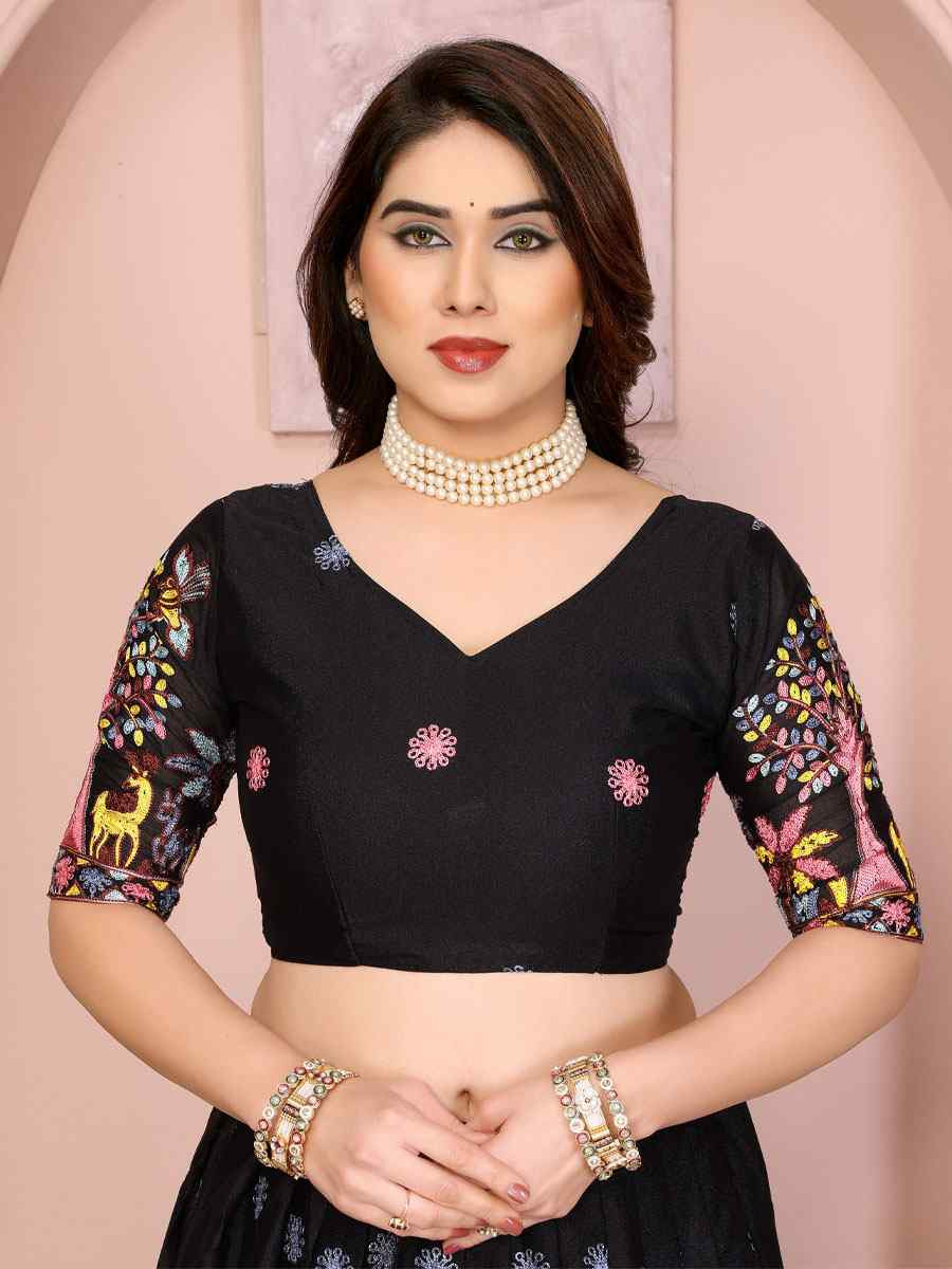 Black Star Georgette Embroidered Festival Wedding Party Reception Heavy Border Lehenga Choli