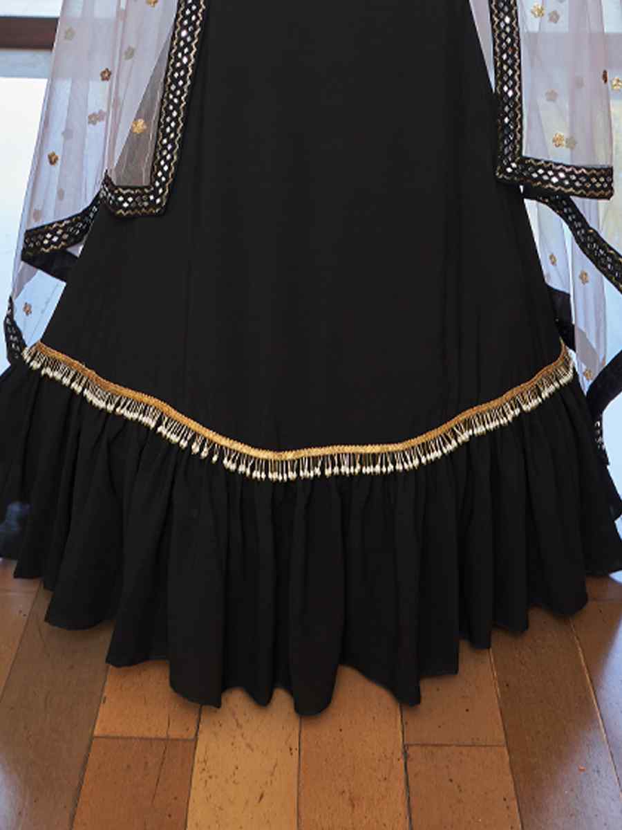 Black Titan Silk Embroidered Party Festival Circular Lehenga Choli