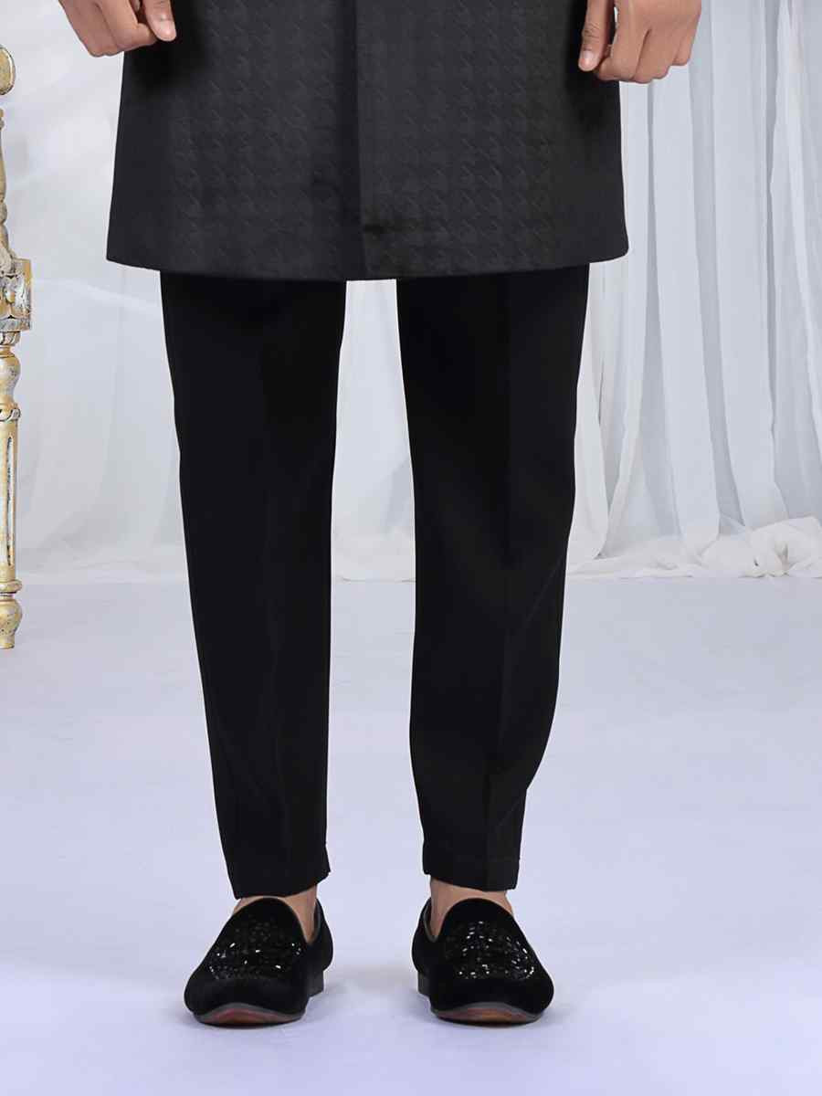 Black Valvet Embroidered Festival Wedding Mens Sherwani