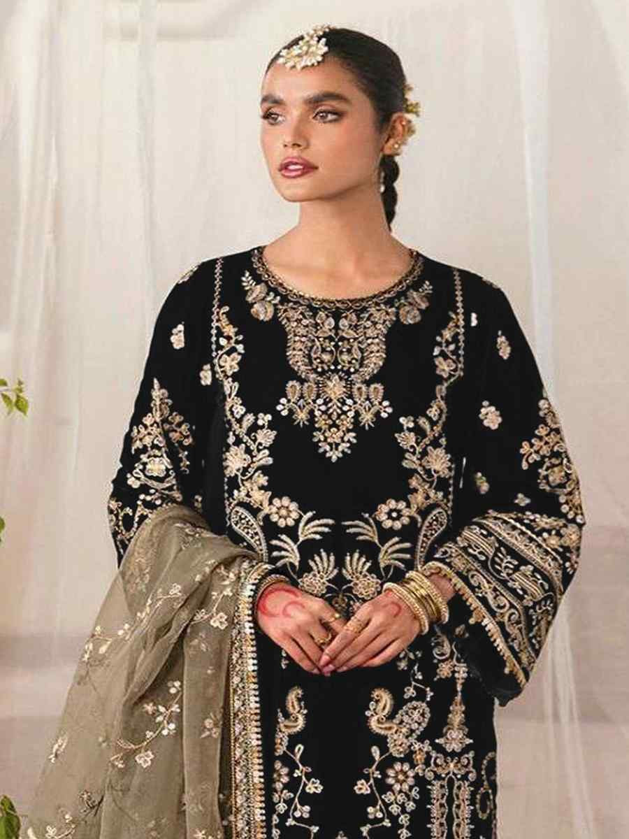 Black Velvet Embroidered Festival Casual Pant Salwar Kameez