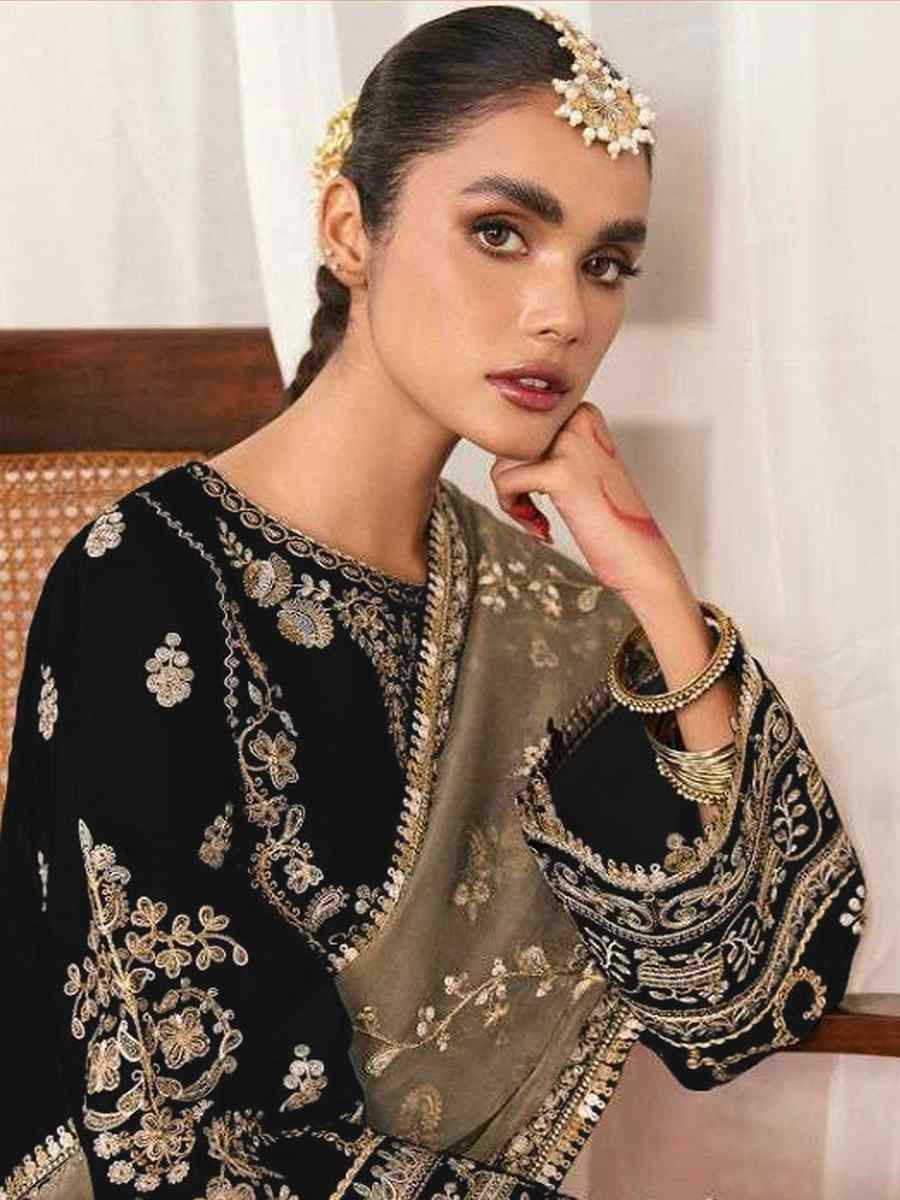 Black Velvet Embroidered Festival Casual Pant Salwar Kameez