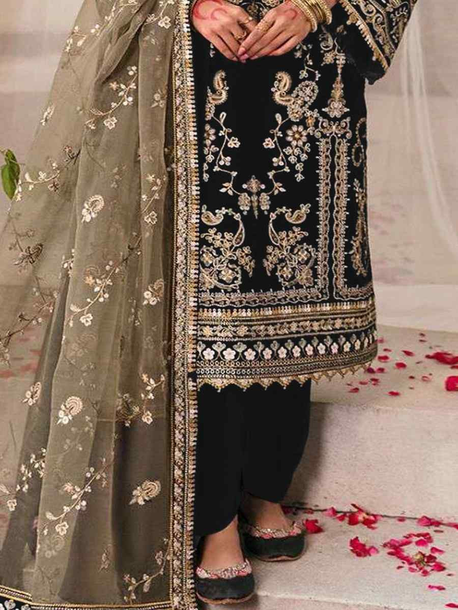 Black Velvet Embroidered Festival Casual Pant Salwar Kameez