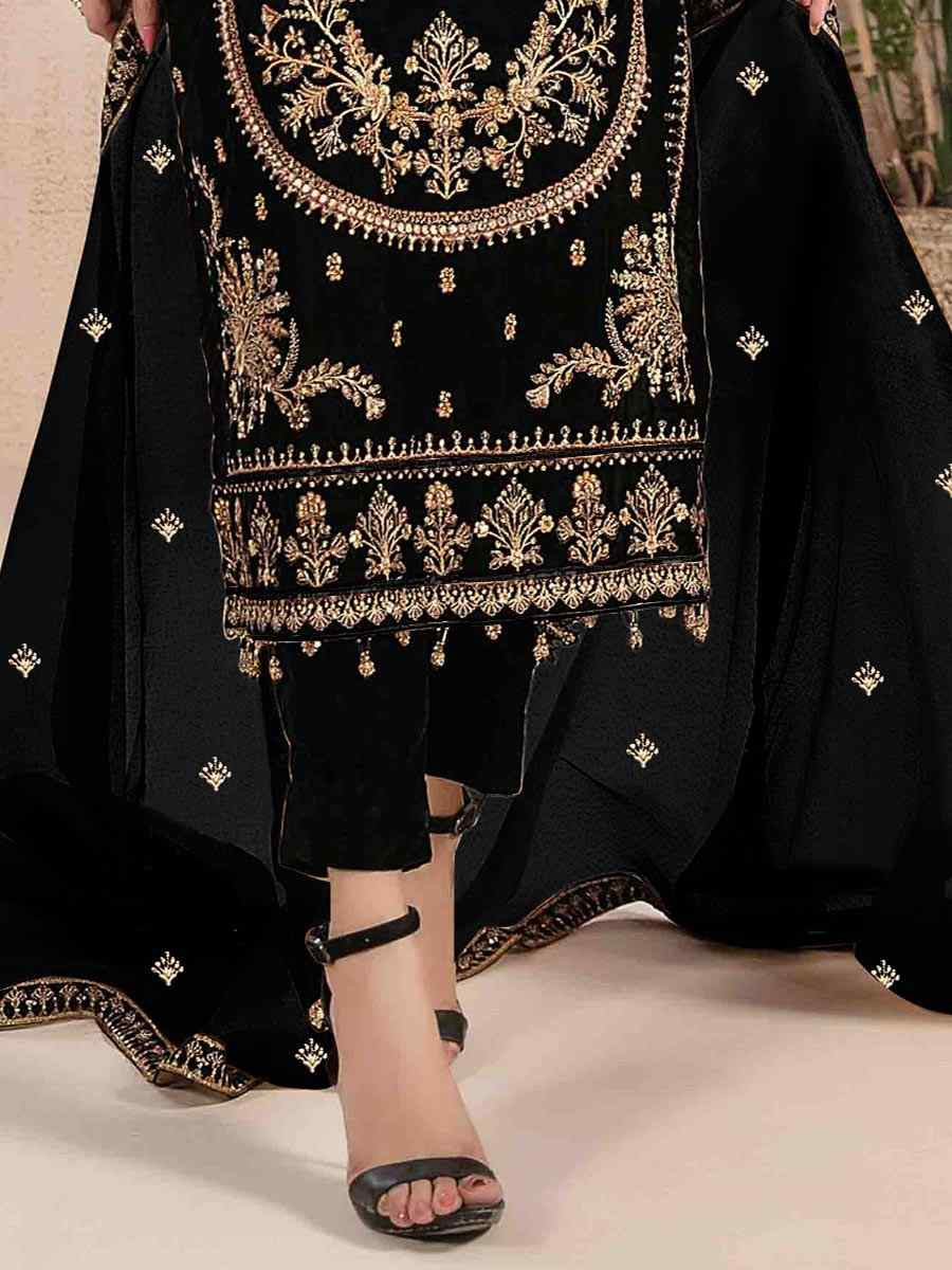 Black Velvet Embroidered Festival Wedding Pant Salwar Kameez