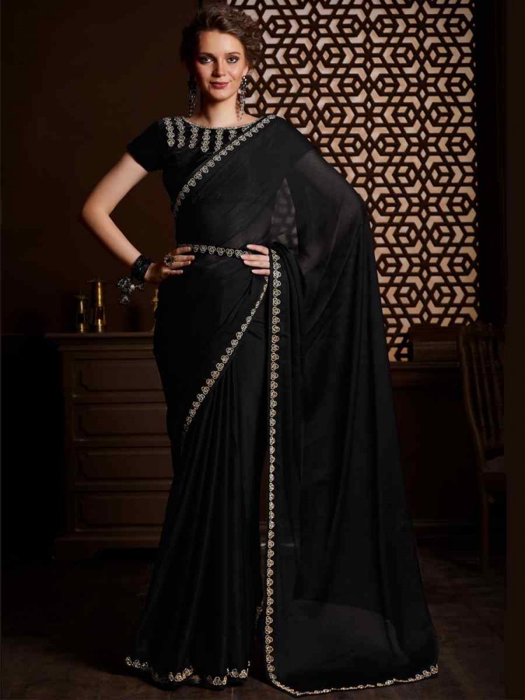 Black Velvet Handwoven Party Festival Classic Style Saree