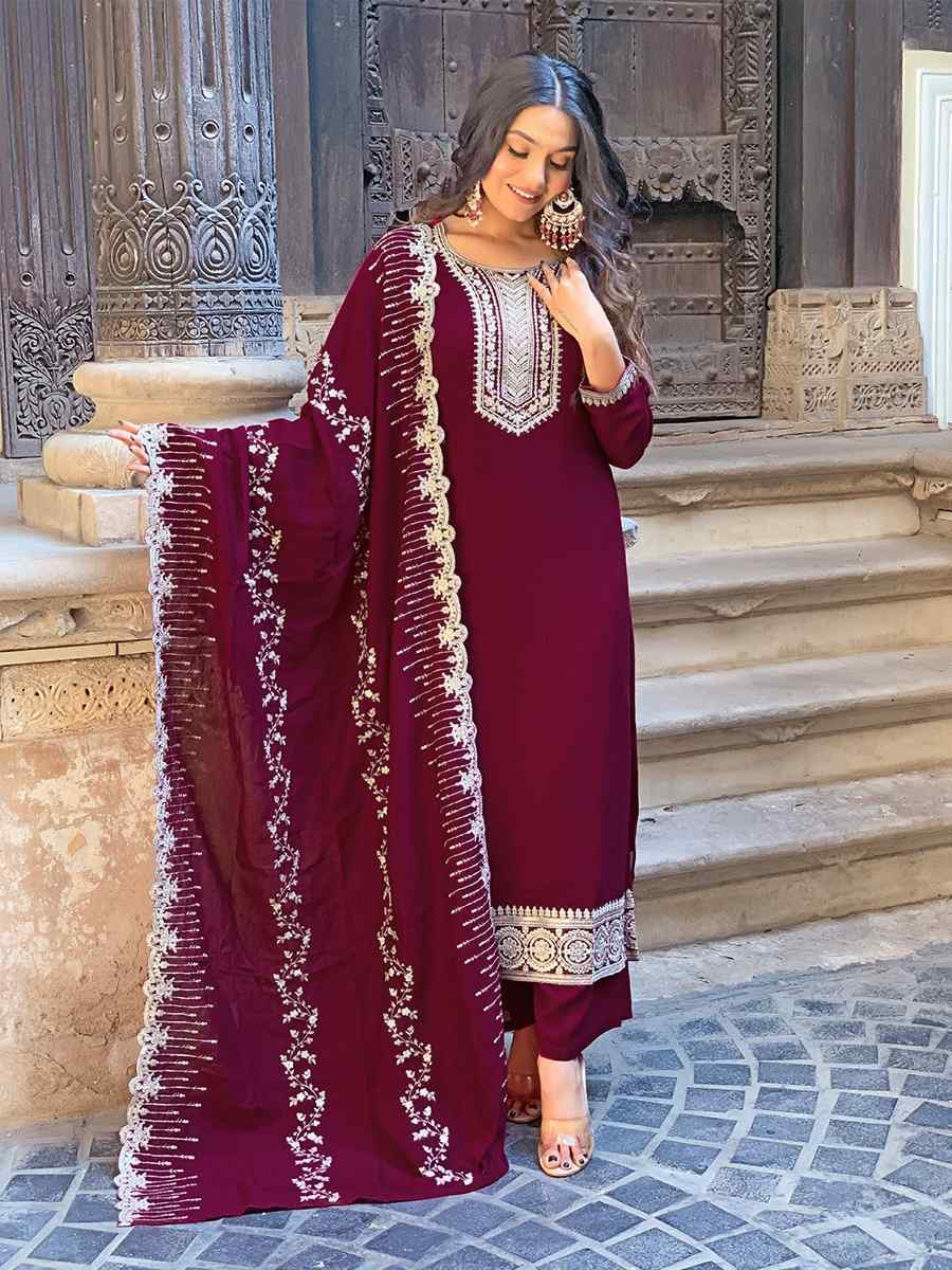 Black Vichitra Silk Embroidery Party Wedding Festival Casual Ready Pant Salwar Kameez