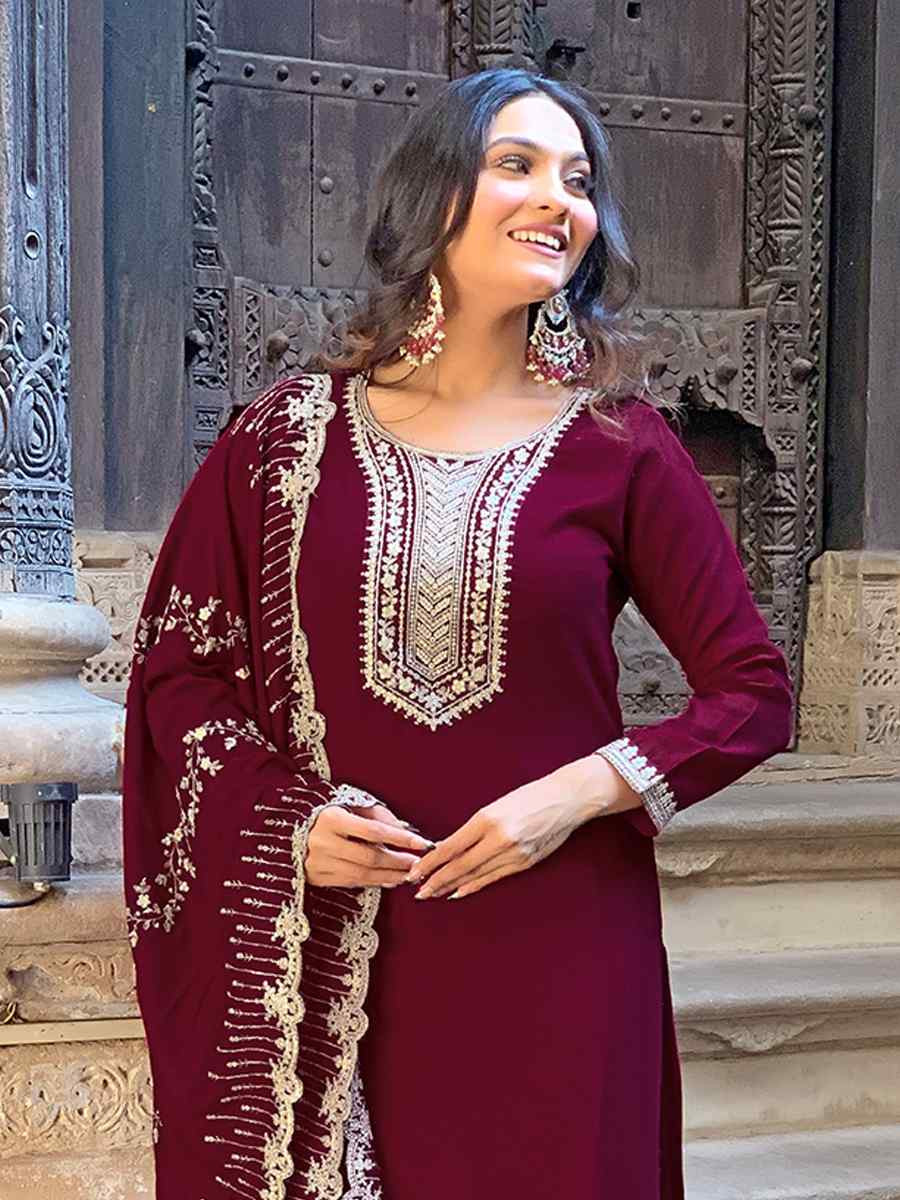 Black Vichitra Silk Embroidery Party Wedding Festival Casual Ready Pant Salwar Kameez