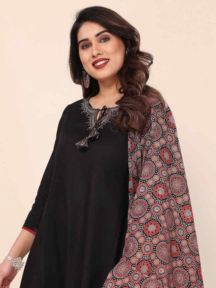 Black Viscose Embroidered Party Wedding Ready Pant Salwar Kameez