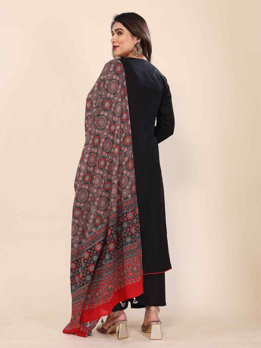 Black Viscose Embroidered Party Wedding Ready Pant Salwar Kameez