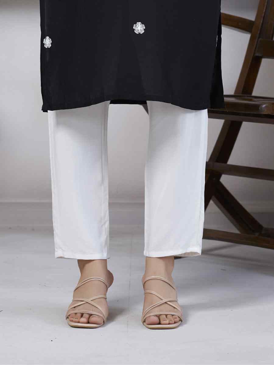 Black Viscose Rayon Embroidered Festival Casual Kurti