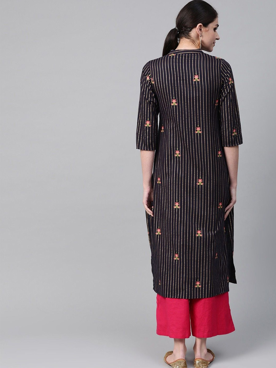 Black Viscose Rayon Handwoven Festival Casual Kurti